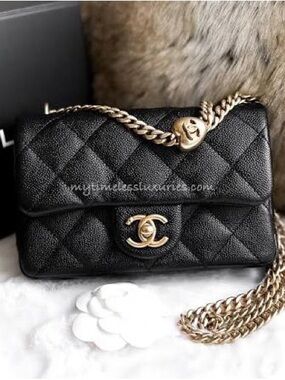 CHANEL Black Quilted Crossbody with Gold Chain and CC Turnlock